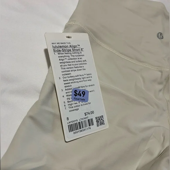 Lululemon Align - Cream High-Waisted Biker Shorts - Picture 3 of 4